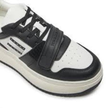 TOMMY HILFIGER MISURA 40 RETRO BASKET VELCRO  BLACK-WHITE (DONNA)