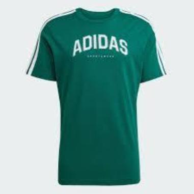 ADIDAS T-SHIRT 3 STRIPE MISURA L GREEN-WHITE (UOMO)