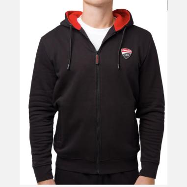 DUCATI FELPA ZIP MISURA L BLACK-RED (UOMO)