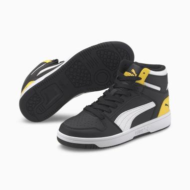PUMA REBOUND LAYUP MISURA 28 BLACK-WHITE-YELLOW (BAMBINO)